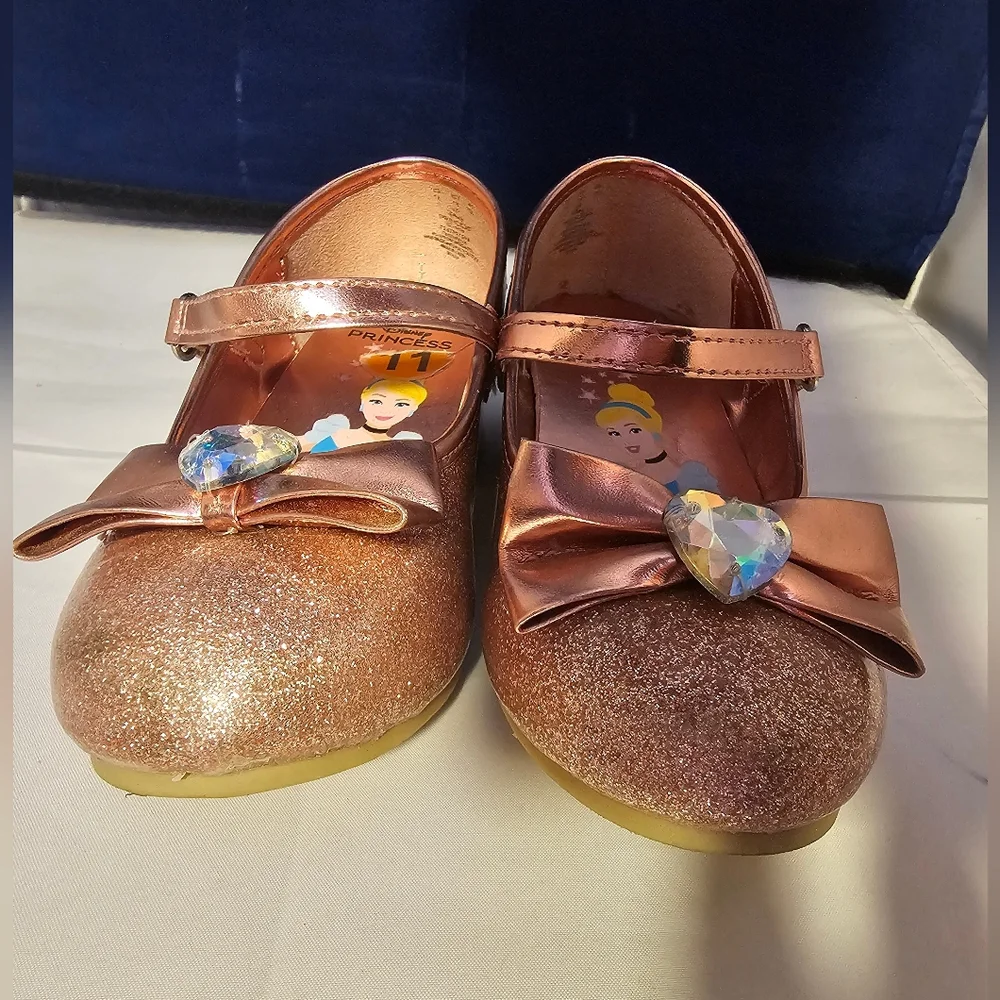 Disney Princess Glittery Rose Gold Dress Shoes SZ 11 toddler